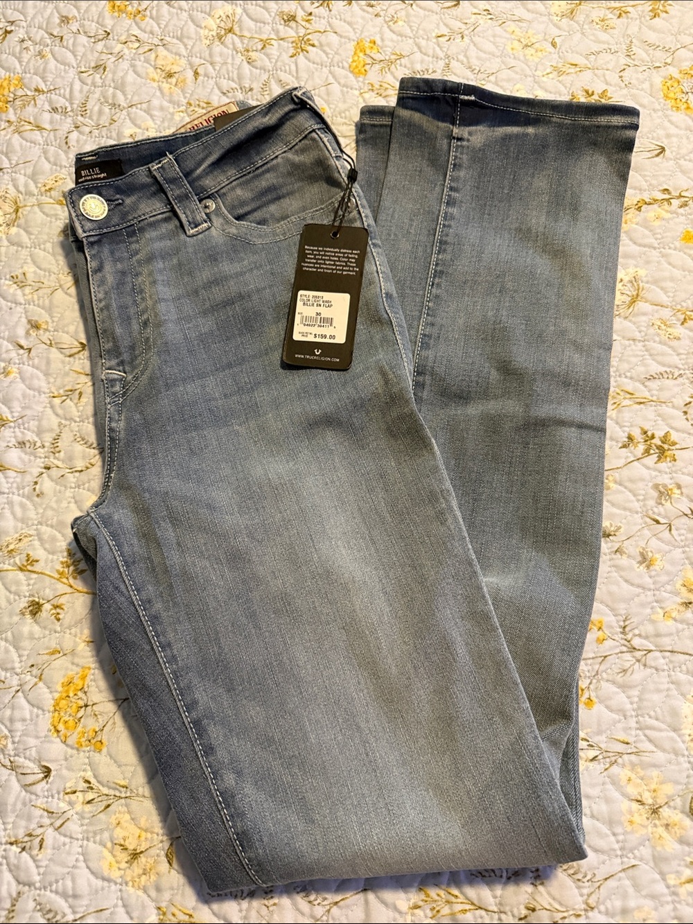 True Religion Men's Light Blue Straight Jeans